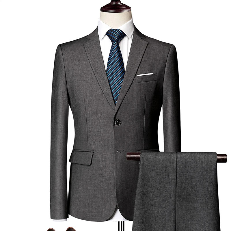 Mens Business Casual Wedding Suit Black Two-Piece Set with Waistcoat And Trousers Fashionable And Handsome Trend 250519