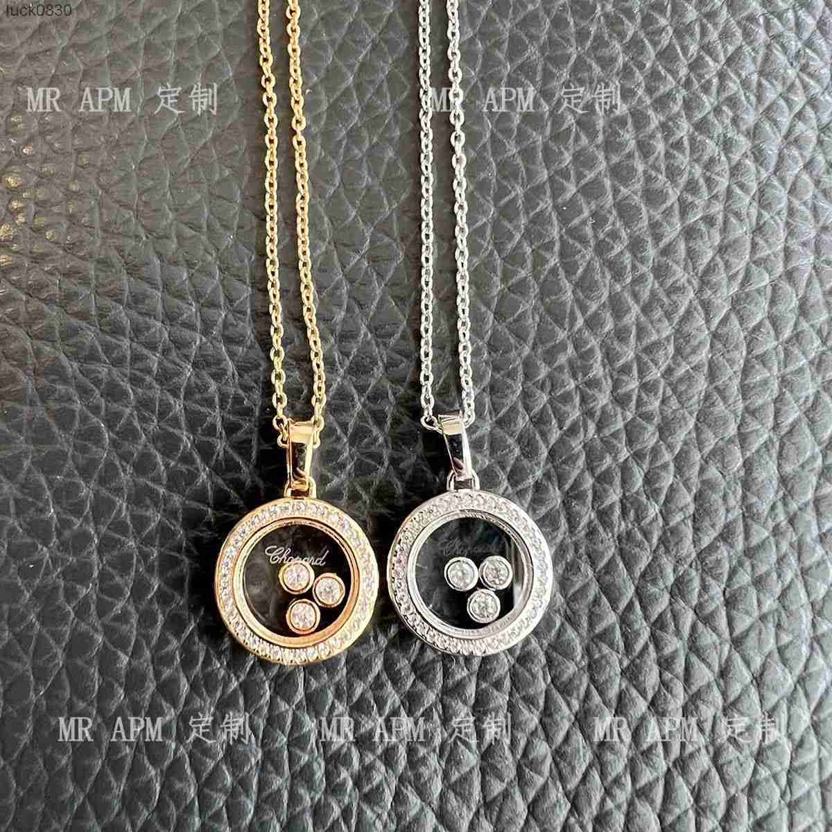 Designer for Woman Chopars Choprad Luxury Chopardd Heart Necklace Single Diamond Edge Diamond Rose Gold Necklace Rotating Three Diamonds Yang Zi Same Style Clavicl
