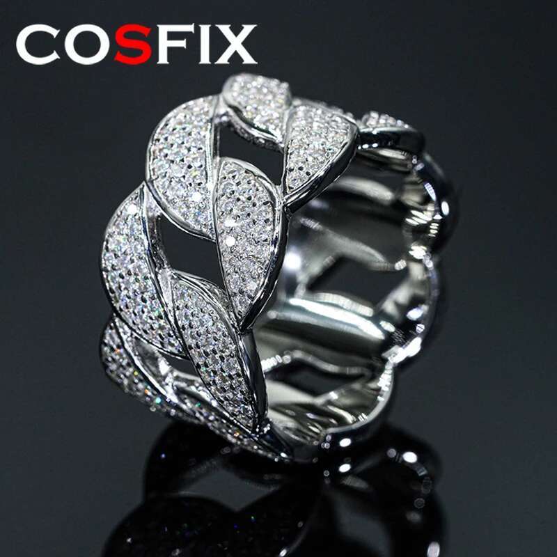 D Color Men Moissanite Ring s925 Silver 1.3mm Moissanite Ring for Women Luxury Mens Womens Full Moissanite Hiphop Rings 2023