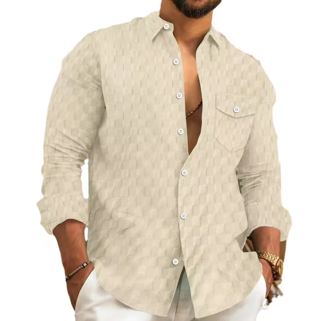 Designer men's checkered long sleeved collared shirts and long sleeved T-shirts