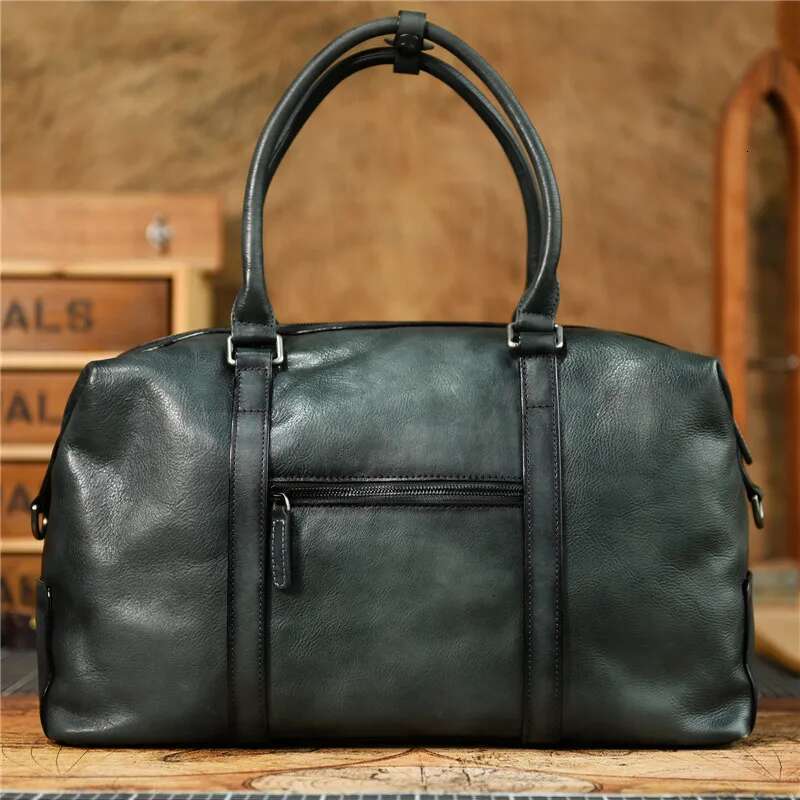 Vintage designer handmade first layer men's travel casual weekend soft real cowhide handbag messenger bag