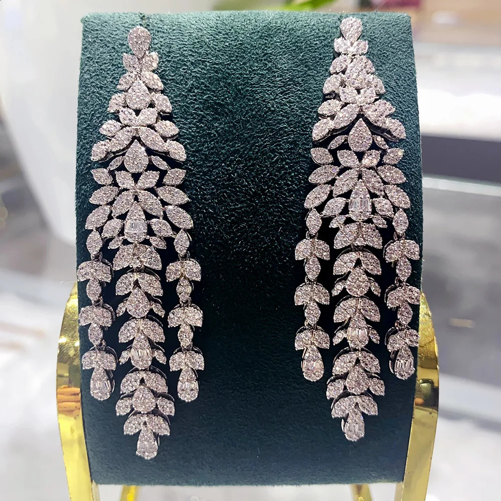 GODKI 2025 Trendy Link Chain Long Drop Earrings Cubic Zircon Earrings For Women Drop Earrings Brincos Fashion Jewelry 250519