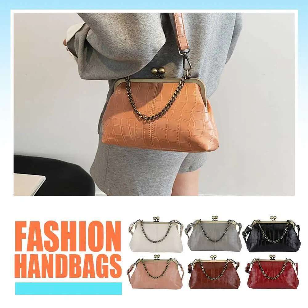 Vintage Kiss Lock Crossbody Crocodile Pattern Evening Clutch Purse PU Leather Tote Bag For Women Work Shopping Travel