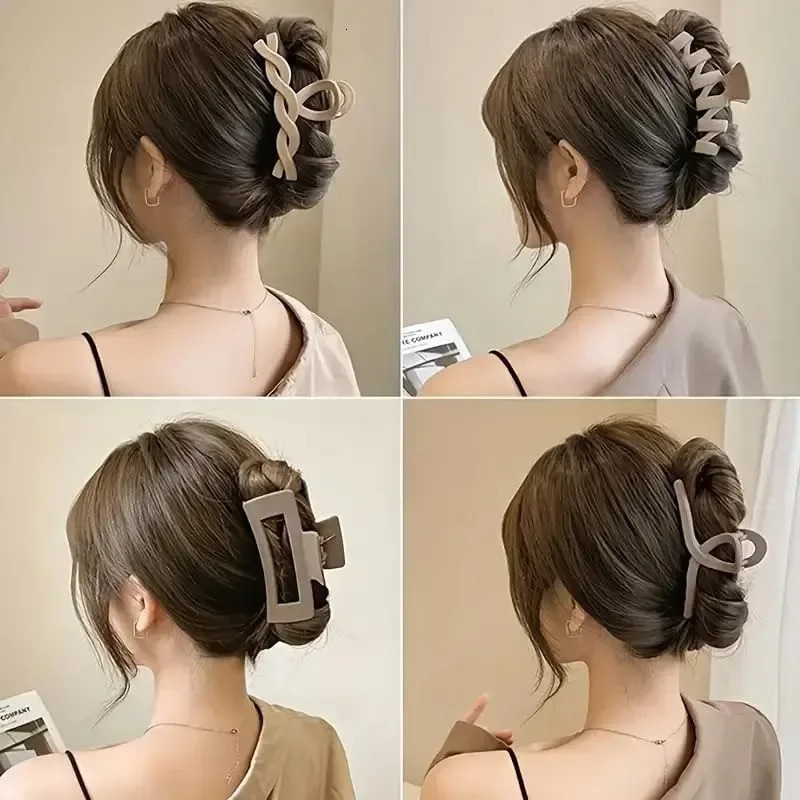 4-Piece Set of Womens Hair Claw Clips - Rectangular Stylish and Colorful Styling Hair Claw Clips - For Thick Hair 250517