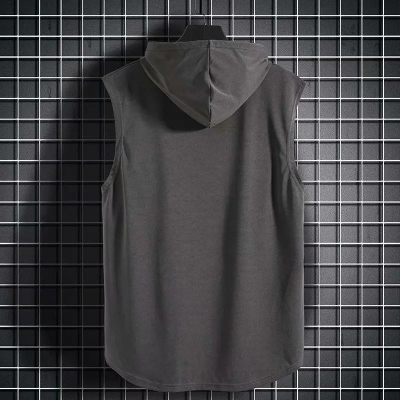 Plus Size Summer Men Clothing Tank Tops Sweatshirt Sleeveless Hoodie Vest Workout Fitness Mens T Shirt Hip Hop 250517