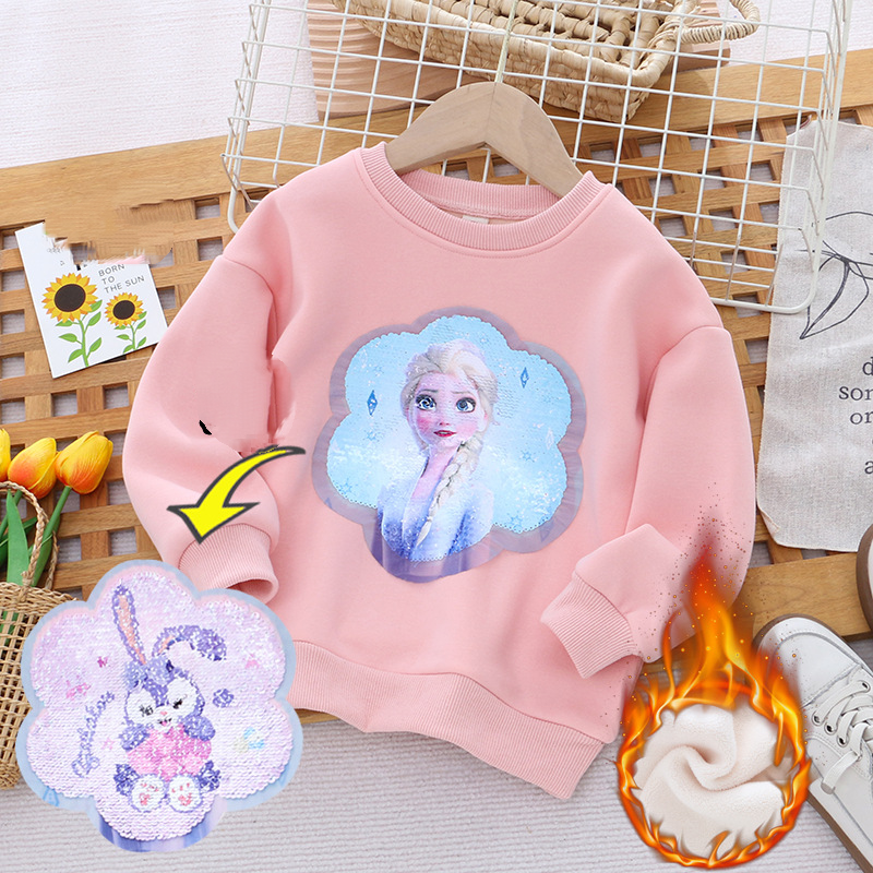 DISNEY infant designer clothes kids designer clothes toddler designer Frozen Elsa princess Princess printed design girls' warm top.