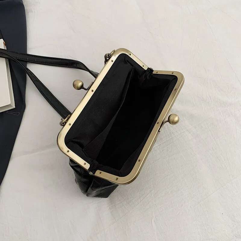 Vintage Kiss Lock Crossbody Crocodile Pattern Evening Clutch Purse PU Leather Tote Bag For Women Work Shopping Travel