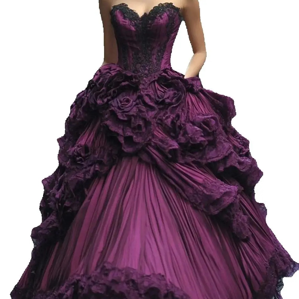 Sexy Sweetheart Prom Dresses Fashion Flowers Puffy Tiered Evening Dress Customized Floor Length Cocktail Gown