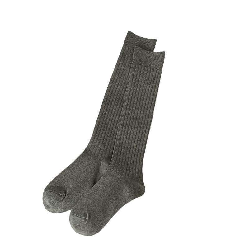 New Solid Color Double Needle Minimalist Pile From Dongdaemun, South Korea, Ins Calf White Socks For Women To Look Slim, Korean Style B5