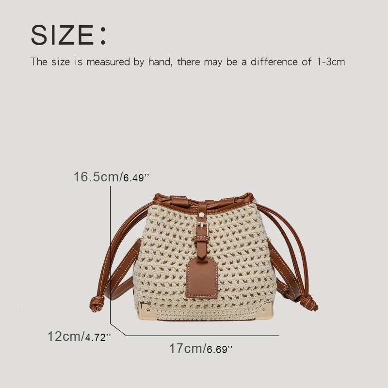 England Style Mini Bucket Bags For Women Designer Handbag Purses 2024 New In Polyester Rope Braided Hollow Cloth Shoulder