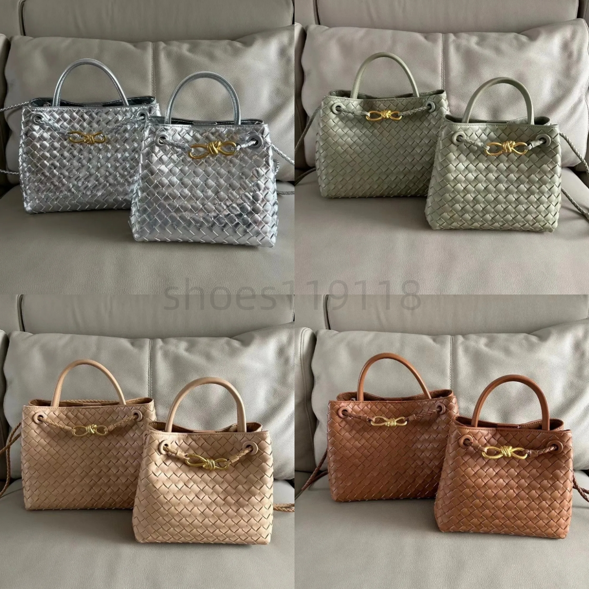 Designer tote Woven Womens Portable Single Shoulder Official Tote Bag Andiamo Family Buckle laptop bag