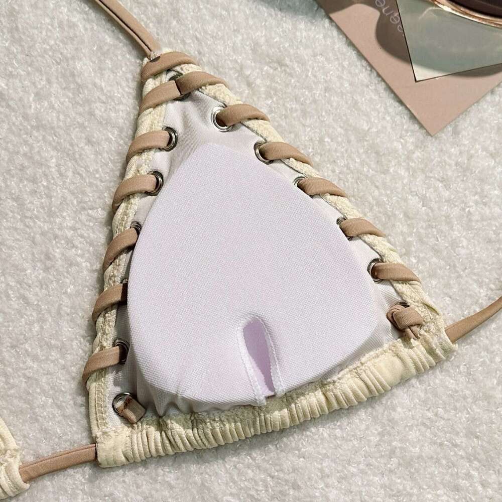European and American summer sexy solid color bikini women's beach vacation ins swimsuit 2025 new casual fashion trend clothing