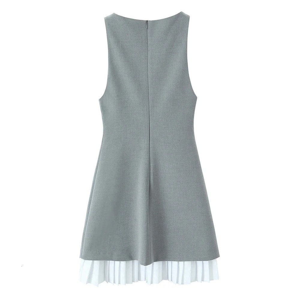 UNIZERA Womens Splicing Short Dress Solid Color Sleeveless Decoration SpringSummer Product Casual Wear 250520