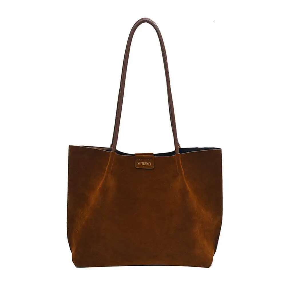 Women Vintage Large Capacity Suede Frosted Shoulder Slouchy Tote Handbag Female Commute Bag