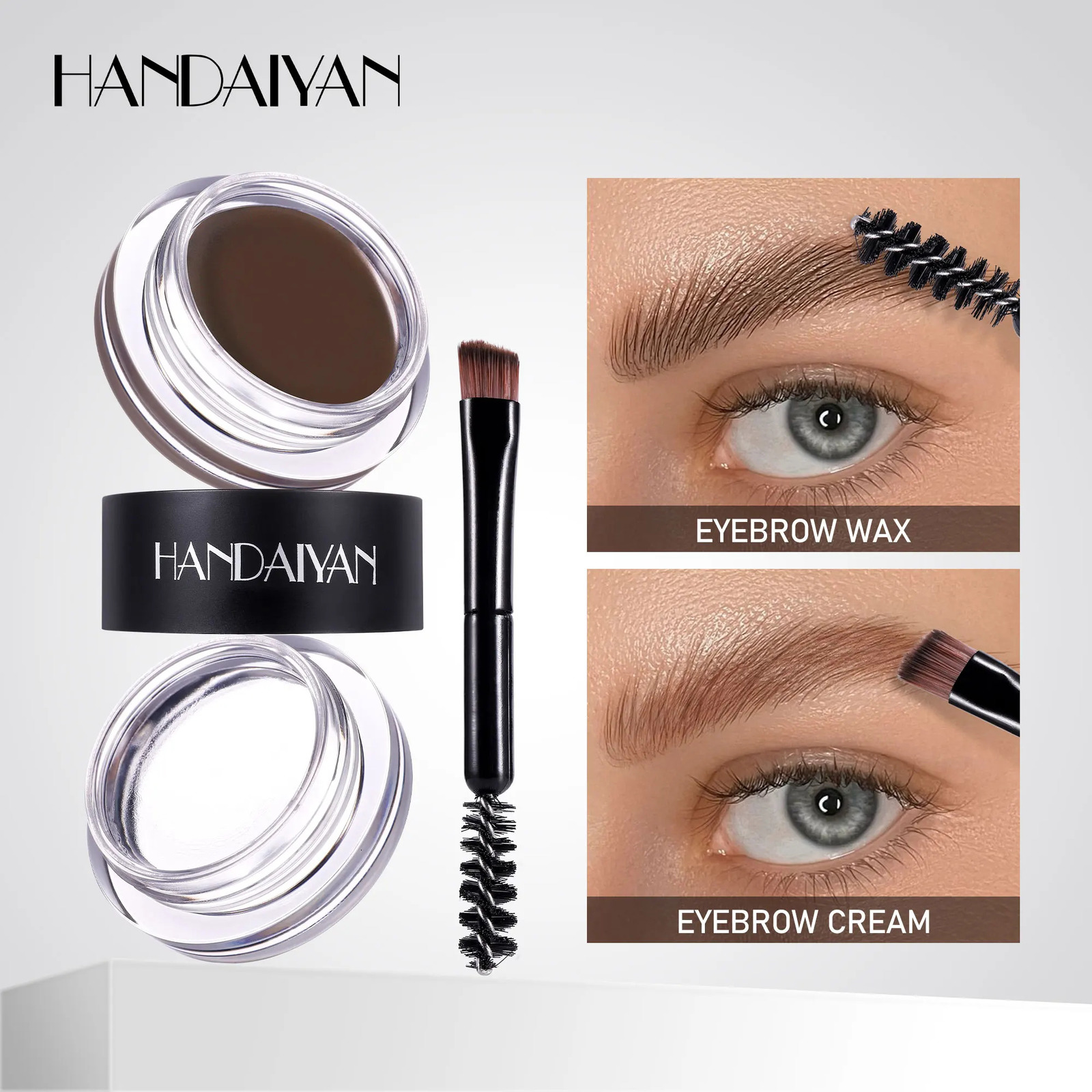 Waterproof eyebrow gel Eyebrow styling wax 2-in-1 makeup set 2 pieces double brow brush makeup long-lasting eyebrows 250515