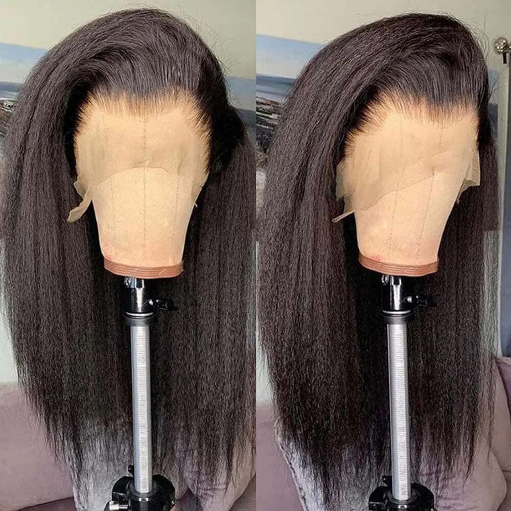Wear Go Glueless Kinky Front Hair,Yaki Straight 13x4 Lace Frontal Wig Brazilian Human Hair Wigs