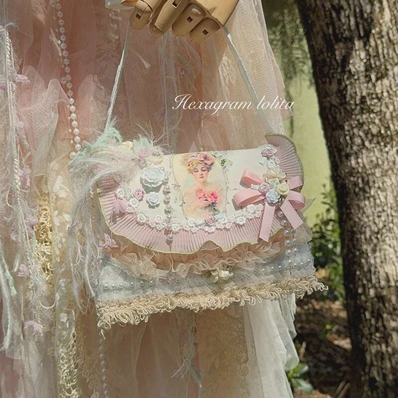 Retro Sweet Lolita Pastoral Forest Cla Girl Yuenai Handbag Messenger Lo Bag