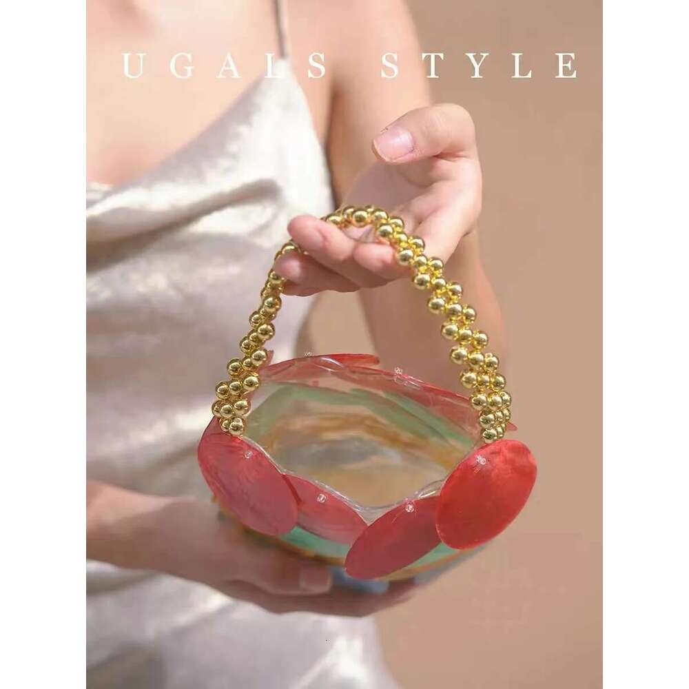 Womens Handbag Fashion Natural Shell Case Woven Handmade Bucket Beads Beading Shoulder Holiday Vacation Beach Bag