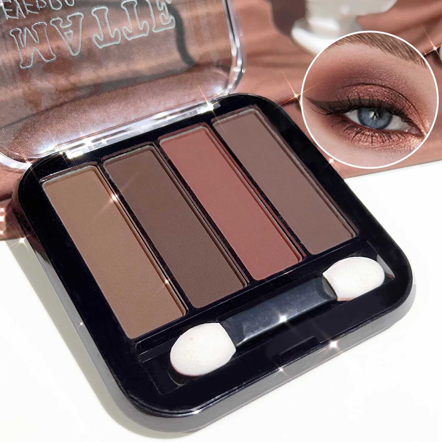 4-color matte eyeshadow palette brown nude pink tone low saturation daily commuter makeup eyeshadowXJ250520