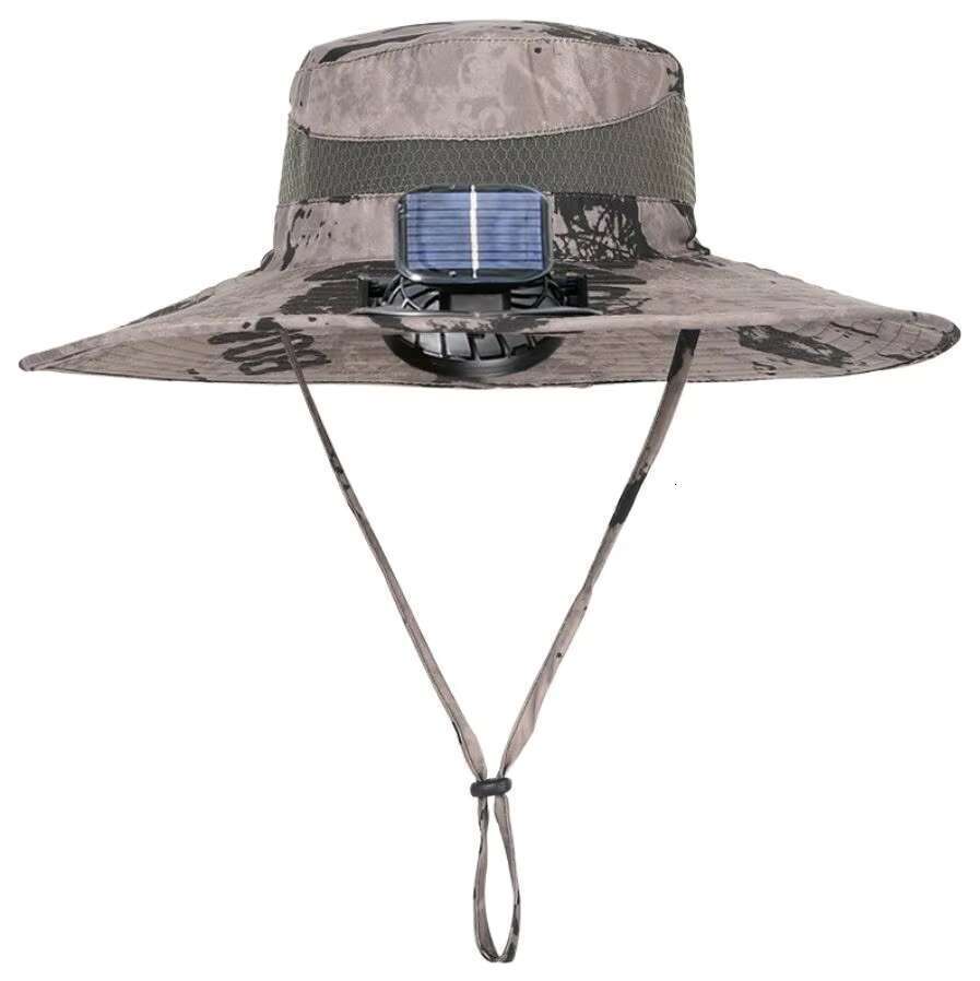 Detachable Solar Charging Fan Built in Wide Brimmed Summer Outdoor Sun Men Mountaineering Fishing Visor Hat