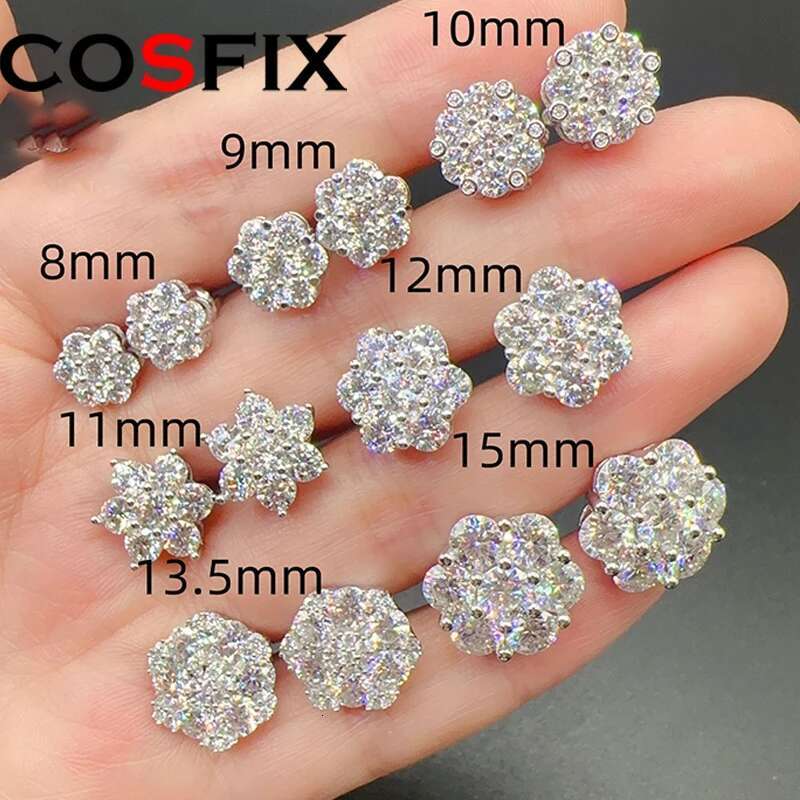Moissanite Stud Earrings for Women Yellow Women Full Moissanite Stud Earrings Luxury Round Cut Womens Moissanite Stud Earring