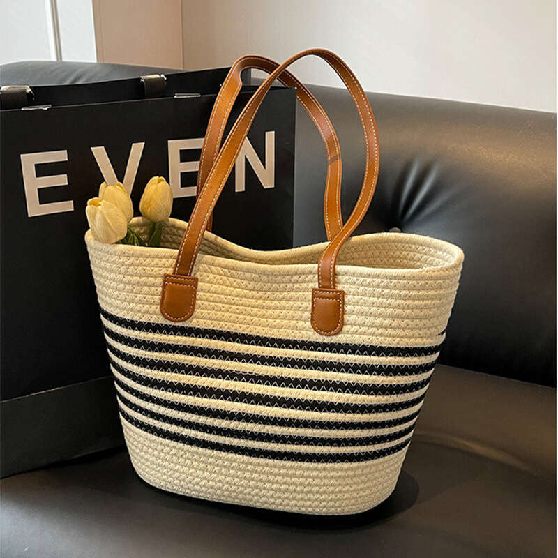 Trendy One Shoulder Grass New Women s Large Capacity Woven Tote Vacation Handheld Beach Bag