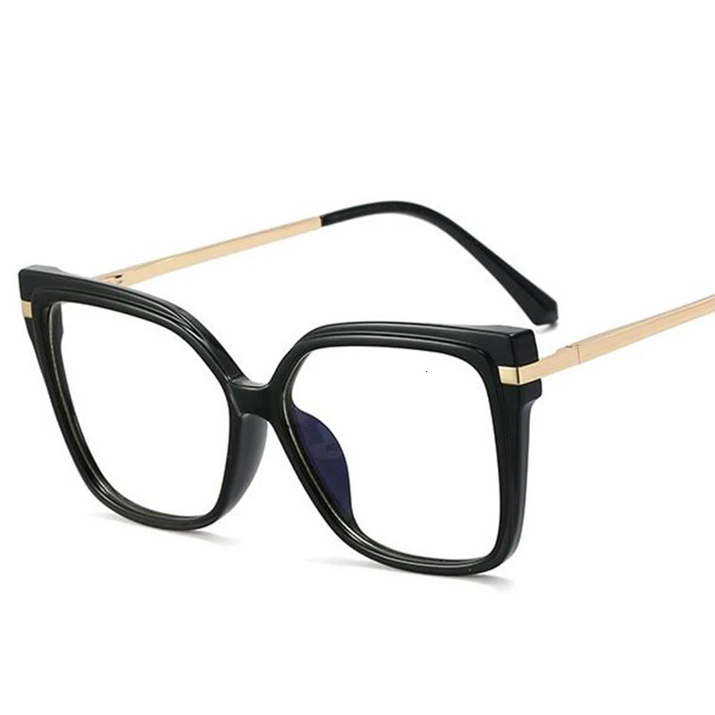 Stylish Optics Minus Myopia Glasses Women Leopard Oversized Square Eyeglasses Frame Metal Computer Anti Blue Light Glasses 0~-6. 250520