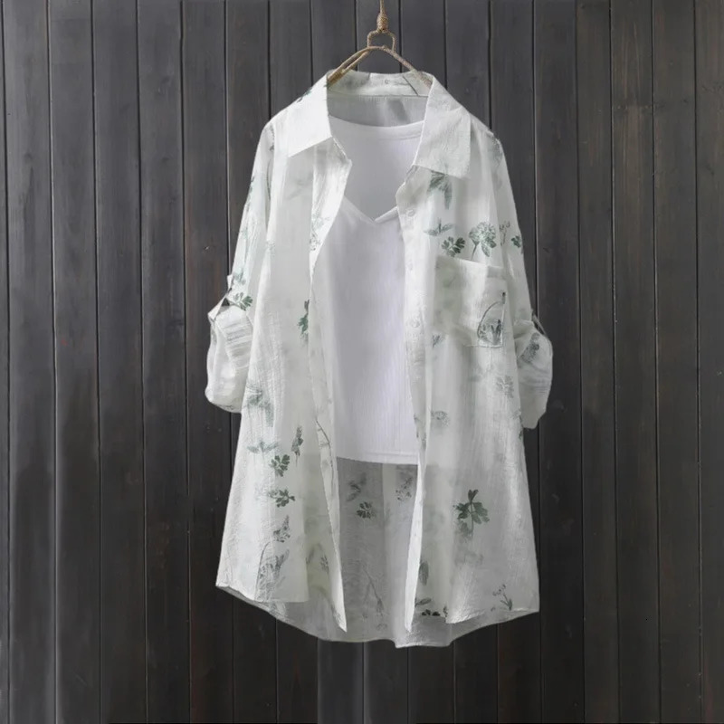 Sunscreen Shirt for Women Summer Loose Thin Coat Chinese Style Printed Clothes Air Conditioning Midlength 250514