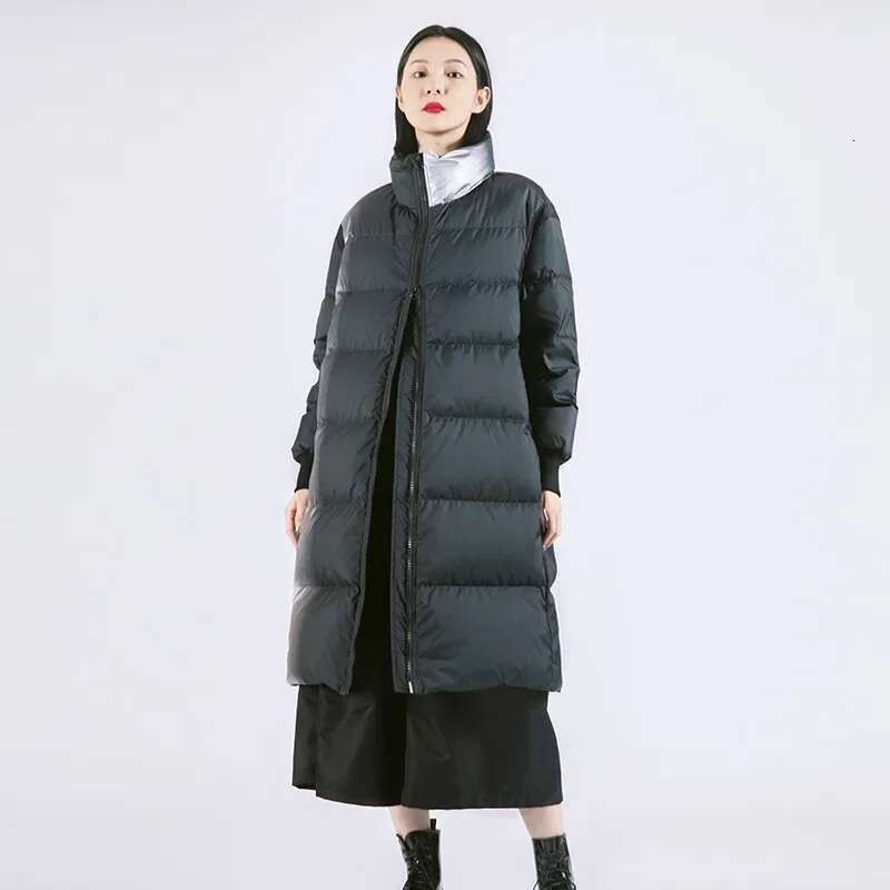 2022 Winter New Jacket Women's Lengthened Style Fashion Trend Loose Gradient Technology White Duck Down Thick Warmth Coat Designer