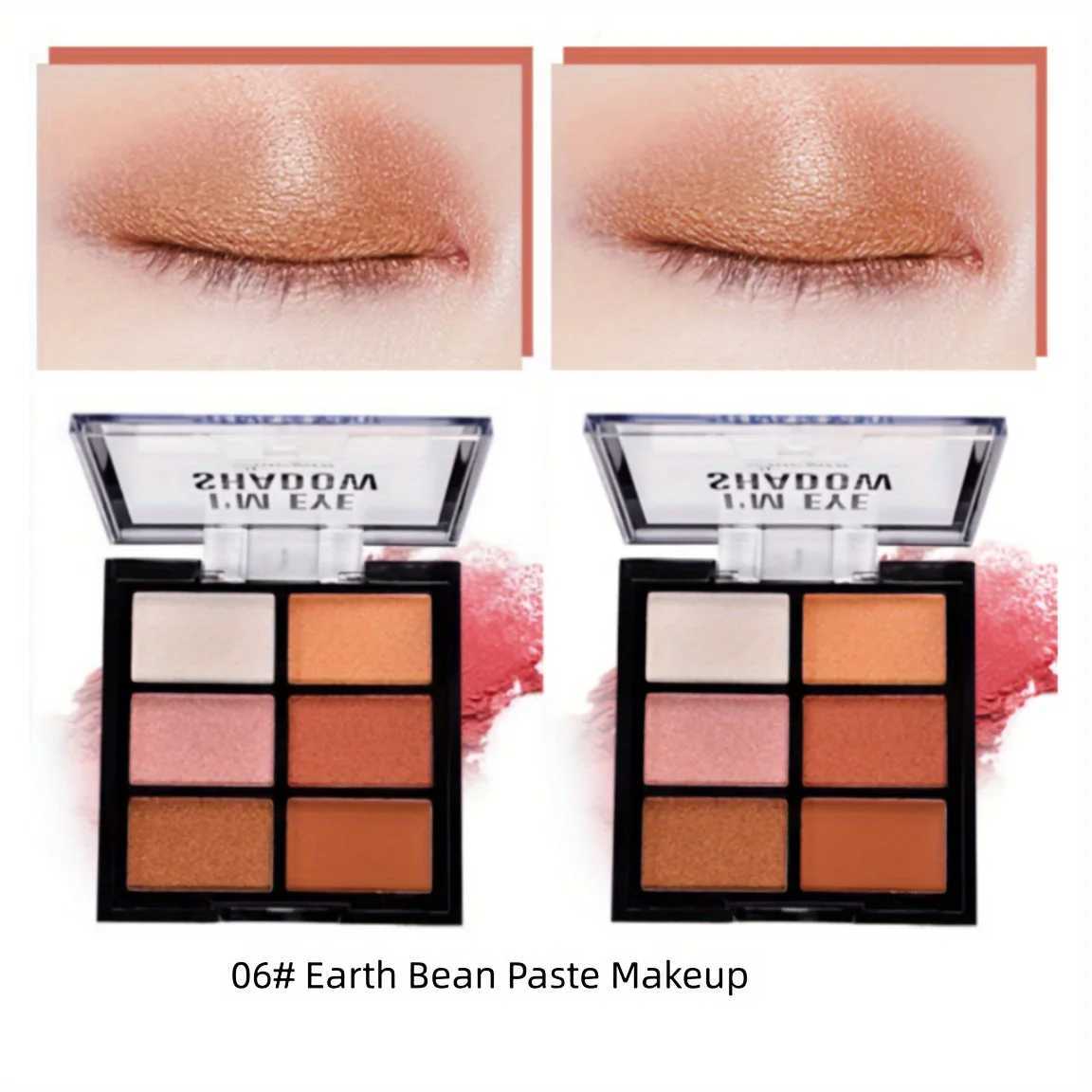 6-Color Eyeshadow Tray High Pigment Matte Glitter Eyeshadow Powder Waterproof Long-Lasting Makeup Kit for Eyes W250520