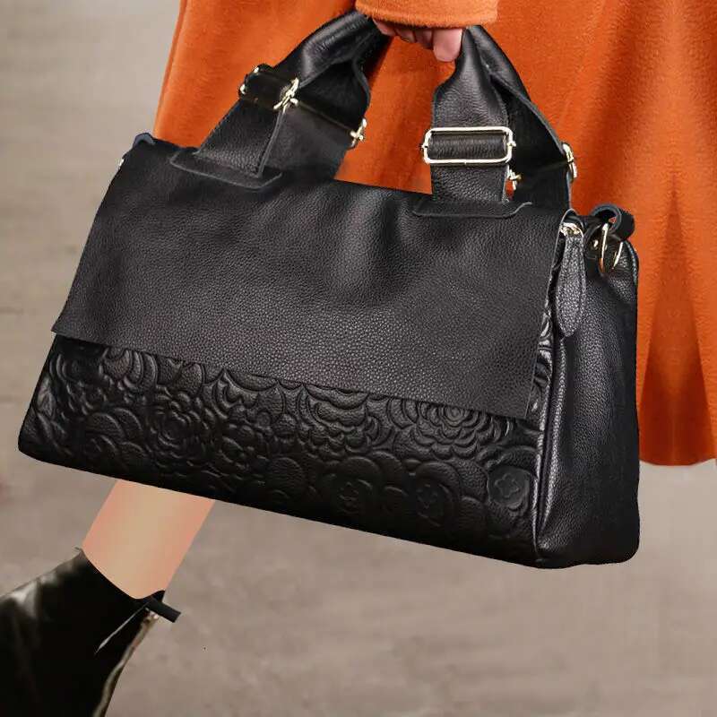 2023 New Genuine Leather Handbag Big Fashion Cowhide Large Capacity Women's One Shoulder Crossbody Bag