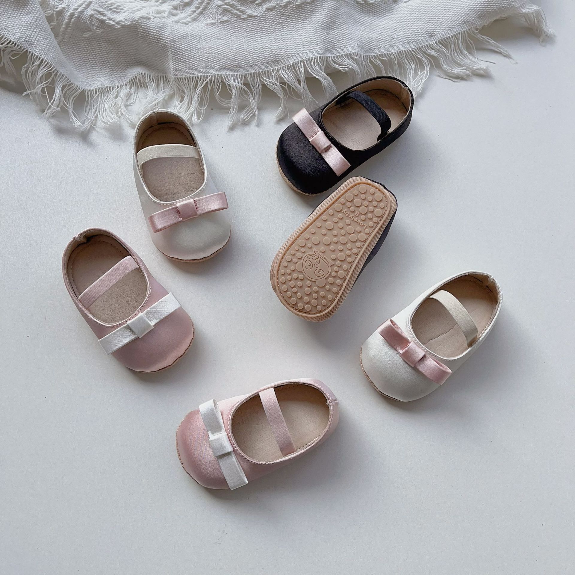 Ddmyshoesvip New Spring And Autumn Baby children's shoes Cloth For Women Soft Soled Slip Step Front Shoes Butterfly Knot Anti Falling Heel Prince