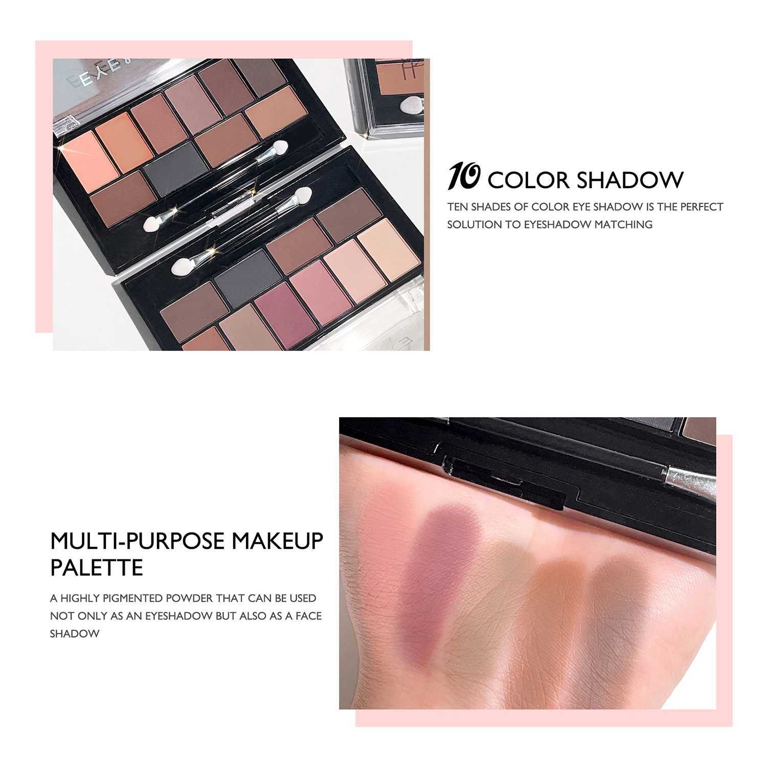 Ten color eyeshadow palette pearlescent matte fine shimmer earth tones beginner daily nude eyeshadow palette makeup W250520