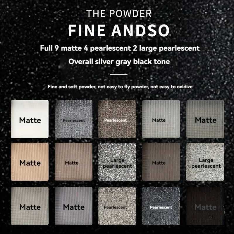 Smoky Black Eyeshadow Palettes 15 Color Dark shimmer matte metallic makeup palette light gray dark silver W250520