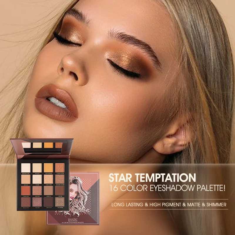 IMAGIC New 16 Color Eyeshadow Shimmer Palette Matte Highlighter For Lasting Pigmented Powder Professional Mineral Powder Makeup W250520