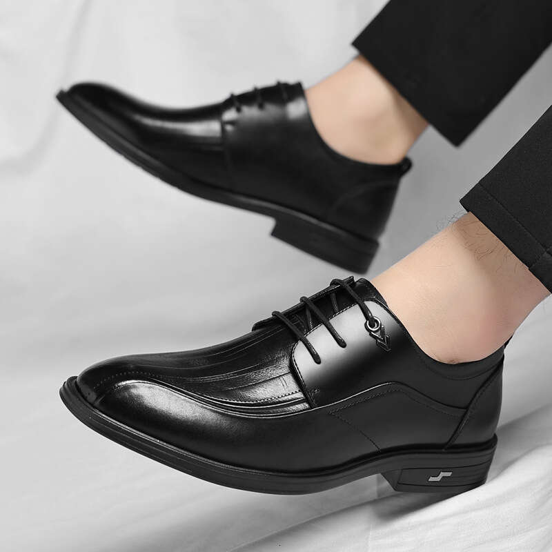 Men's 2025 new business formal men's British style casual low cut leather wedding shoes men