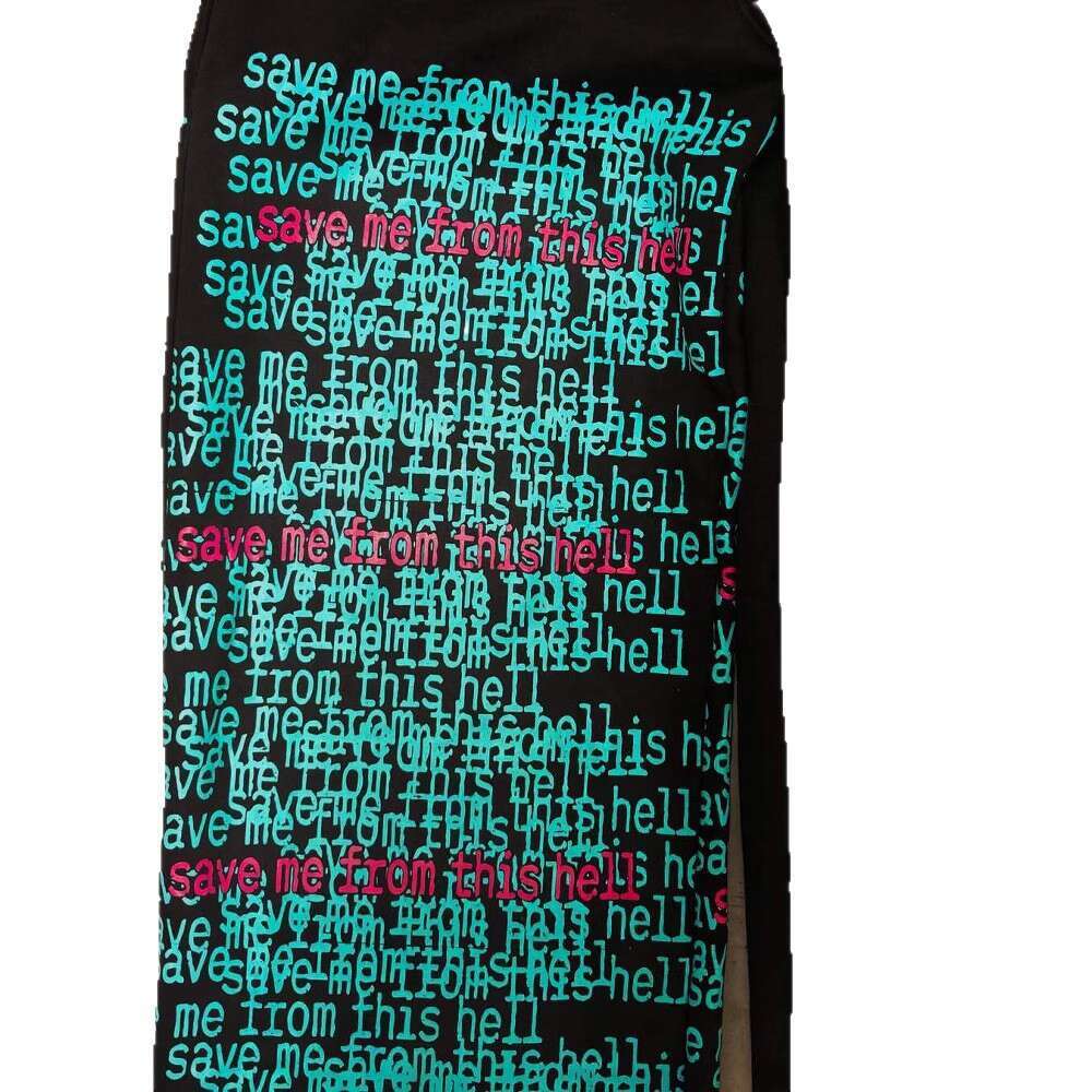Double waist design casual street men's hip-hop gothic Harajuku loose Y2K letter pattern sports pants