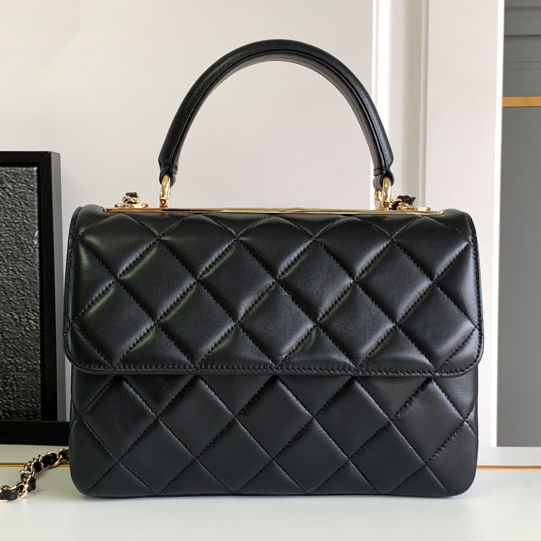 Top Quality Large Flap Bag With Handle Luxury Designer Genuine Leather Golden Hardware Shoulder Bag Chain Zipper Pocket Handbag Fashion Women Casual Shopping Purse