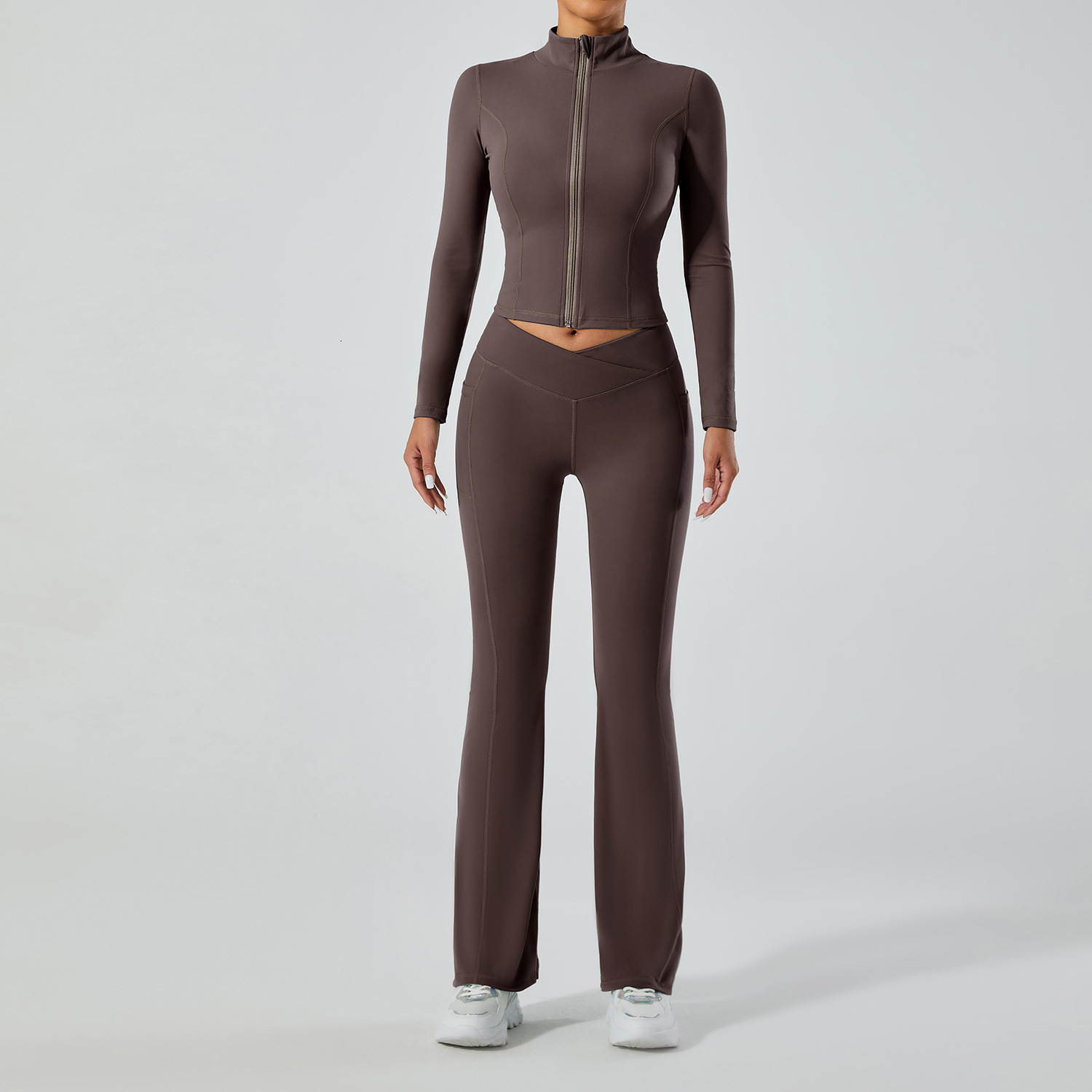 Shaved nude sexy jacket, high waist tight fit, hip lifting, fitness yoga pants, sports suit
