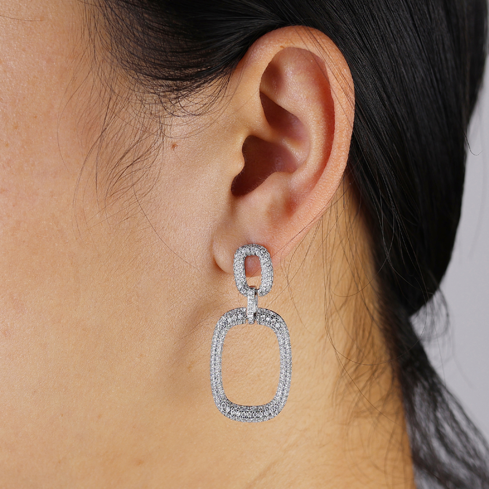 2025 NEW Fashion Minimalist Geometric Square Cubic Zirconia Big Huggies Hoop Earrings for Women Gold Color Wedding Jewelry Gift