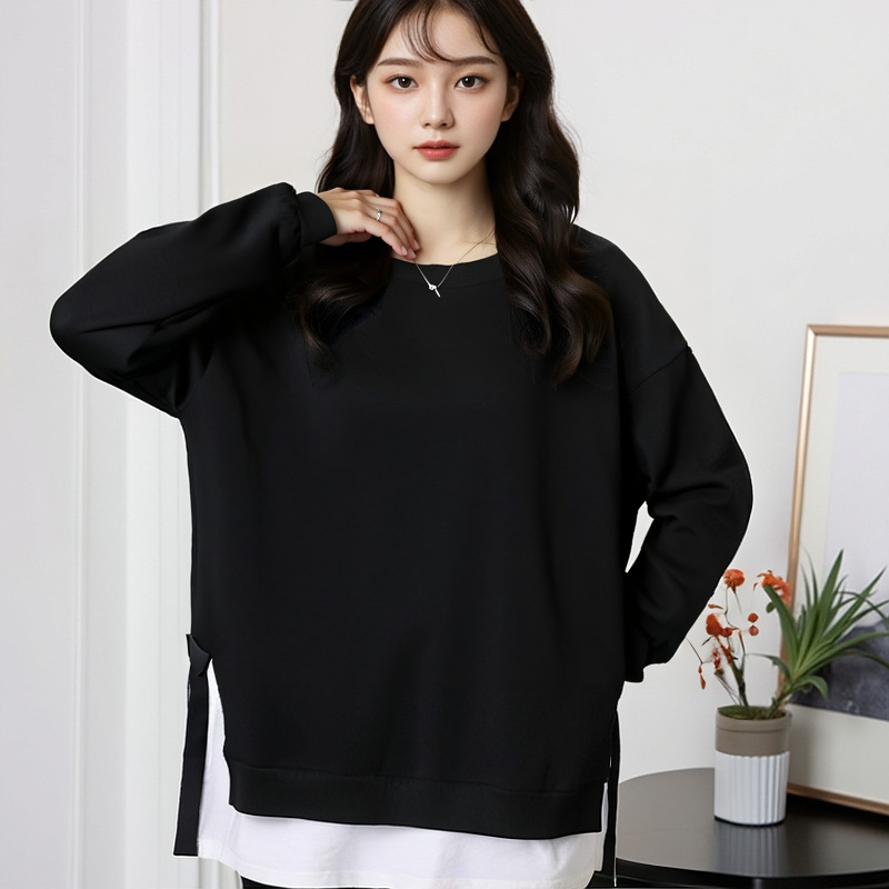F6300 Two-piece sweatshirt tops 2024 autumn new fat girl clothes coat large size women's clothing