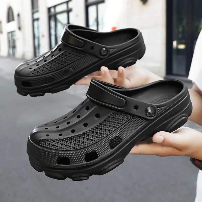 Shevalues Fashion Men Clogs Slippers Casual Hole Beach Sandals Outdoor Men Garden Shoes Summer Soft Sandals Home Bathroom Slides M250519