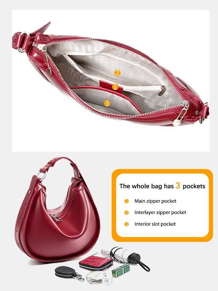 Zency Premium Genuine Leather Womens Handbag Luxury Hobo Bag Large Capacity Fashion Shoulder Bag for Wife Lover Girl Gift Bag M250520