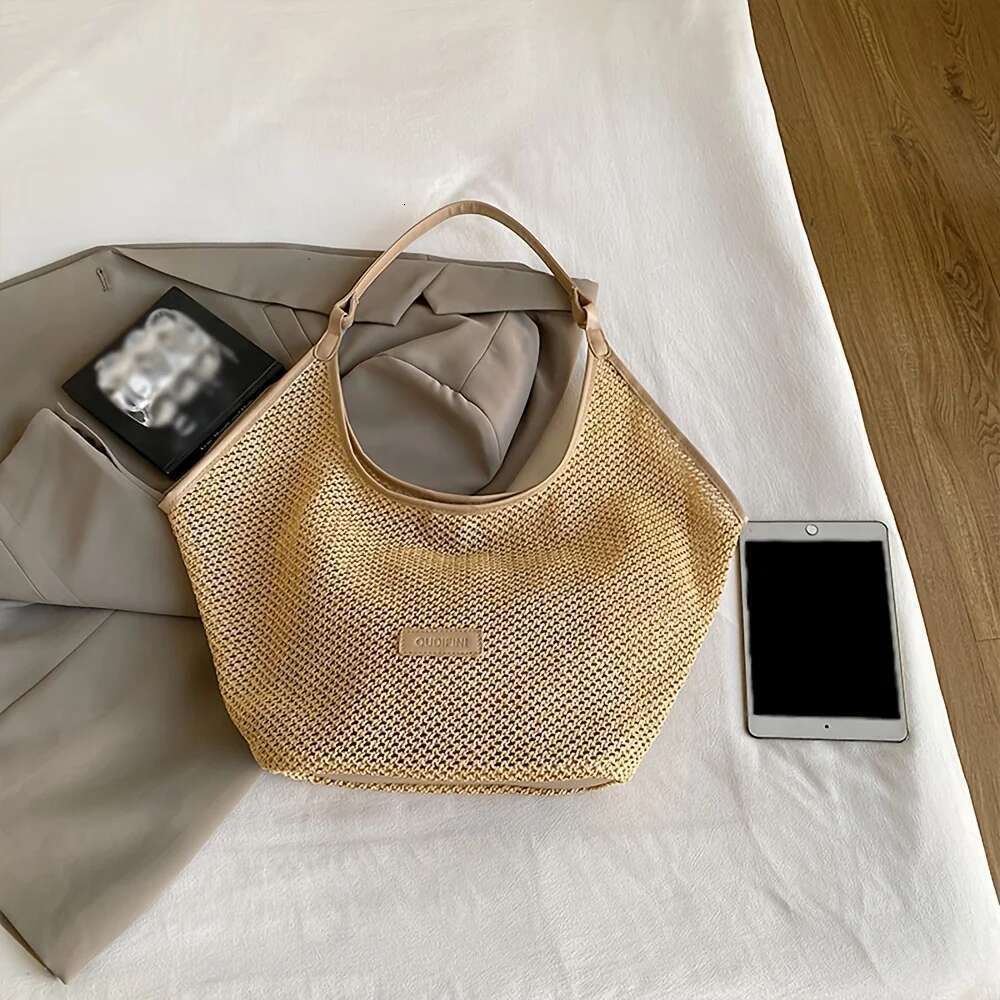 Ladies Straw Woven Wind Large Capacity Tote New Fashion Shoulder Bucket Seaside Beach Bag