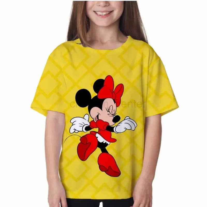 2024 Summer New Disney Mickey Mouse 3d Print T-Shirt Children Cute Kid Cartoon T-shirt Boys Girls Clothing Unisex Short Sleeves W250520