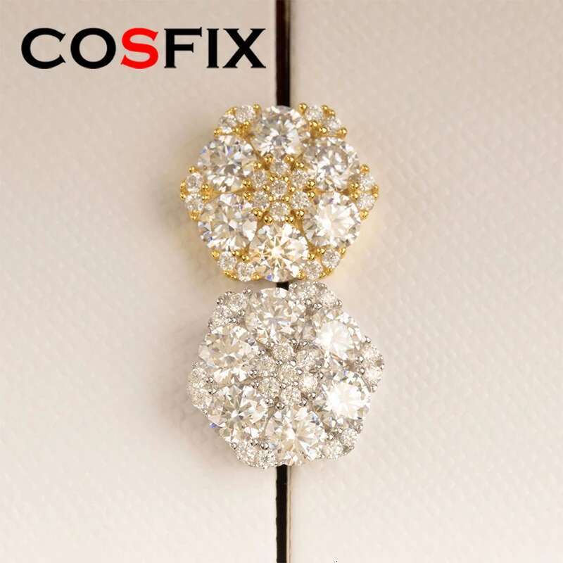 Moissanite Stud Earrings for Women Yellow Women Full Moissanite Stud Earrings Luxury Round Cut Womens Moissanite Stud Earring
