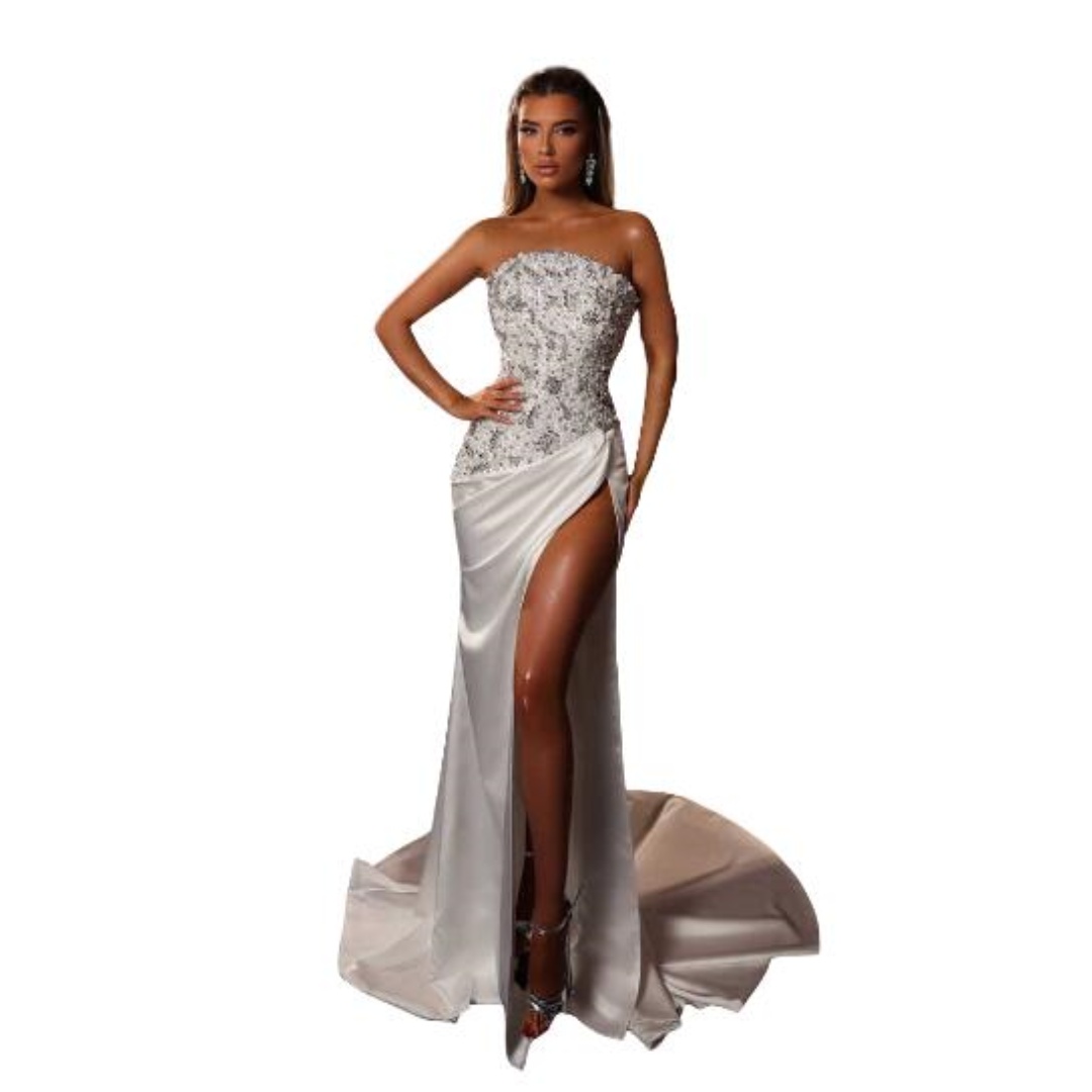 Vintage Crystal Mermaid Wedding Dress Sexy Sleeveless Beaded Bridal Dress High Side Split Customized vestidos de novia