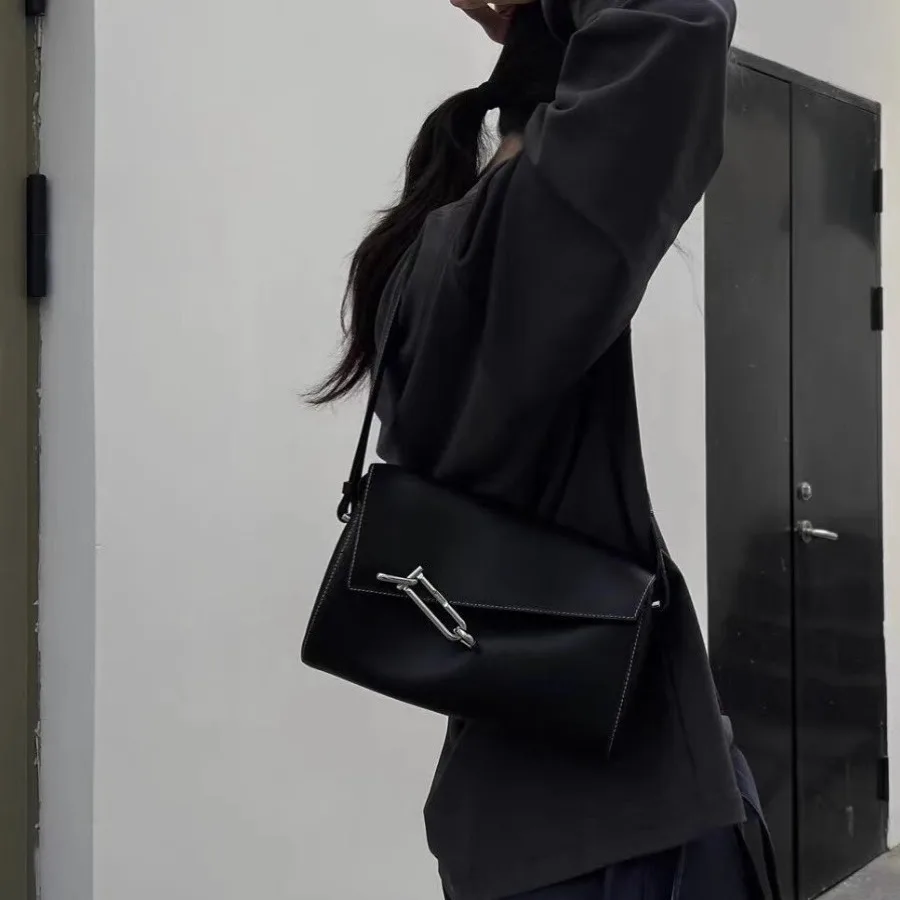 Tadfab Vintage Fashion Interlock Series Bag Lock Box High End Commuting Single Shoulder Slant Cross Underarm Bag