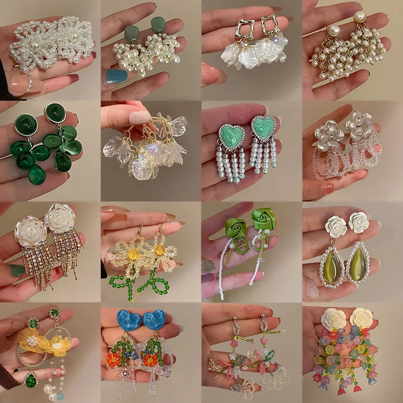 Fashion Temperament Bohemian Pearl Flower Tassel Statement Earrings Women 250520