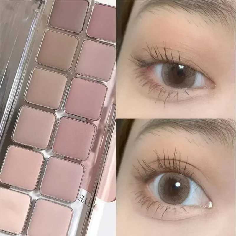Cool Tone Eye Shadow Low Saturation Matte Eyeshadow Palette Nude Pure Colol Eye Pigment Korean 12 Colors Makeup ProductsXJ250520